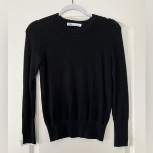 Zara Black Crew Neck Sweater with white trim cuffs